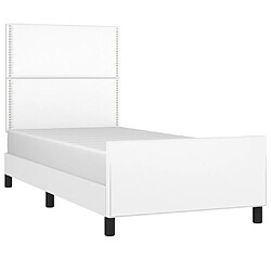 Avis Maison Chic Lit adulte - Cadre Structure de lit avec tête de lit Contemporain Blanc 90x200 cm Similicuir -MN33650