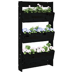 Maison Chic Jardinière,Bac à fleurs - pot de fleur murale 3 niveaux 60x18,5x110 cm noir bois pin massif -GKD49815