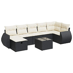 vidaXL Salon de jardin 8 pcs avec coussins noir résine tressée