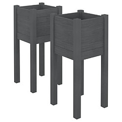 vidaXL Jardinières d'extérieur 2 pcs Gris 31x31x70 cm Bois de pin