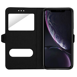 Avizar Housse Apple iPhone XR Etui Double Fenêtre Coque Silicone - noir pas cher