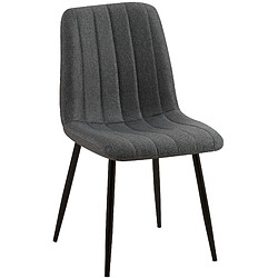 Decoshop26 Chaise de salle à manger x1 coutures décoratives verticales assise en tissu gris foncé pieds en métal noir 10_0002207