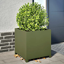 vidaXL Jardinière vert olive 50x50x50 cm acier