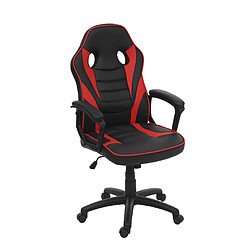 Decoshop26 Fauteuil chaise de bureau gamer sur roulettes forme ergonomique pivotant hauteur réglable synthétique noir / rouge 04_0001841