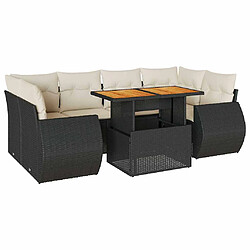 vidaXL Salon de jardin 7 pcs avec coussins noir résine tressée