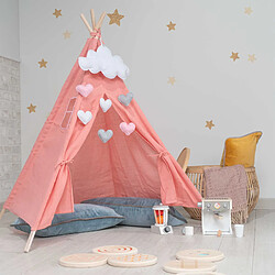 Tipi d'Enfant Montessori Robincool Kalpana 80x80x110 cm Pliable Usage Intérieur et Extérieur Fabriqué en Tissu Rose