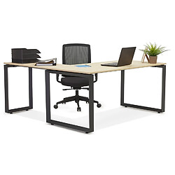 Avis Alterego Bureau d'angle design 'BAKUS' en bois finition naturelle et métal noir - 160 cm