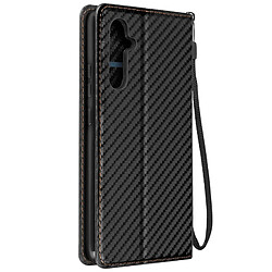 Avizar Etui pour Samsung Galaxy A34 5G Effet Carbone Portefeuille Support vidéo Noir