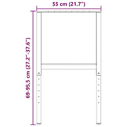 vidaXL Cadres d'établi réglables 2 pcs Métal 55x(69-95,5) cm Noir pas cher