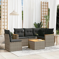 Maison Chic Salon de jardin 6 pcs avec coussins | Ensemble de Table et chaises | Mobilier d'Extérieur gris résine tressée -GKD91220