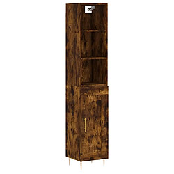 vidaXL Buffet haut Chêne fumé 34,5x34x180 cm Bois d'ingénierie