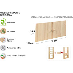 Avis Astigarraga Kit de portes en pin massif pour étagères Gala Pour étagères Gala de 79.6 cm de large.