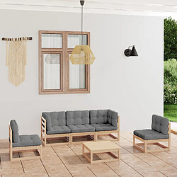 Maison Chic Salon de jardin 6 pcs + coussins - Mobilier/Meubles de jardin - Table et chaises d'extérieur Bois de pin massif -MN23644