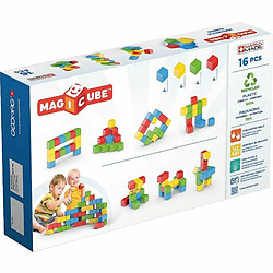 Geomag - Magicube Full Color - Cubes Magnétiques à Empiler pour Bébé d'1 an et plus - 4 couleurs - 16 Blocs de Construction- 100% Plastique Recyclé