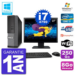 PC Dell 3020 SFF Ecran 27" Intel i7-4790 RAM 8Go Disque 250Go Graveur DVD Wifi W7 - Occasion