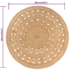 vidaXL Tapis Design tressé Jute 180 cm Rond pas cher