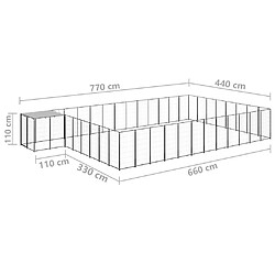 vidaXL Chenil Noir 30,25 m² Acier pas cher