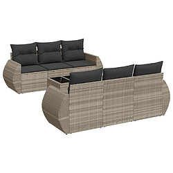 vidaXL Salon de jardin avec coussins 7 pcs gris clair résine tressée