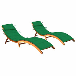 Maison Chic Lot de 2 Chaises longues avec coussins | Transat Bain de soleil Bois d'acacia solide -GKD18776