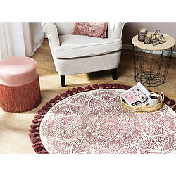 Avis Beliani Tapis rond 120 cm au motif oriental crème et rouge AYAKLI