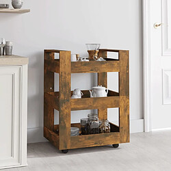 Maison Chic Desserte de cuisine | Chariot de cuisine | Meuble de rangement roulant Chêne fumé 60x45x80 cm Bois d'ingénierie -GKD64507