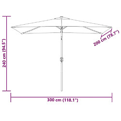 vidaXL Parasol 200 x 300 cm Vert Rectangulaire pas cher