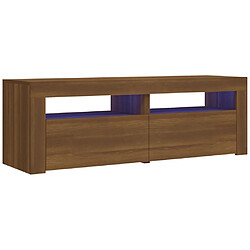 Maison Chic Meubles TV avec lumières LED - Banc TV pour salon chêne marron 120x35x40 cm -MN38827