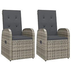 Maison Chic Lot de 2 Chaises Relax de jardin inclinables coussins Gris Résine tressée -GKD94082