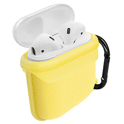 Avizar Étui Boitier Airpods 1 et 2 Protection Silicone Mousqueton intégré - jaune