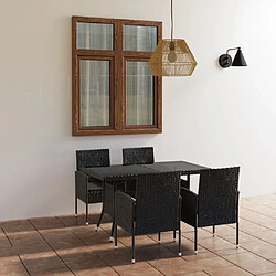 Salle à dîner de jardin 5 pcs,Table et chaise à manger Résine tressée Noir -MN27571