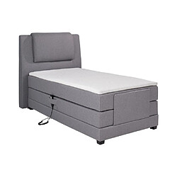 Vente-Unique Ensemble complet boxspring tête de lit + sommiers relaxation électrique + matelas + surmatelas - 100 x 200 cm - Tissu - Gris clair - CASTEL II de PALACIO pas cher