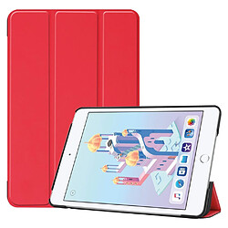 Etui en PU réveil automatique/sommeil triples basculement de la béquille rouge pour votre Apple iPad mini (2019) 7.9 pouces/mini 4