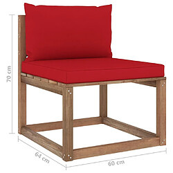 Acheter vidaXL Salon palette de jardin 3 pcs et coussins Bois de pin imprégné