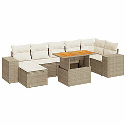 vidaXL Salon de jardin avec coussins 8 pcs beige résine tressée