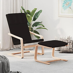 vidaXL Chaise de relaxation avec repose-pied Noir Tissu