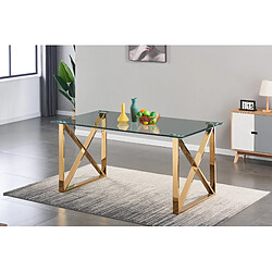 Acheter Vivenla Table de salle à manger design plateau en miroir avec piètement en acier inoxydable poli collection COSTA L. 160 x P. 90 x H. 75 cm