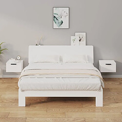 Maison Chic Lot de 2 Tables de Chevet murales - Tables de Nuit Blanc 34x30x20 cm