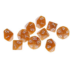 Acheter 10 pièces en plastique 10 faces d10 d10 pour le jeu de barre de jeu accessoire jaune