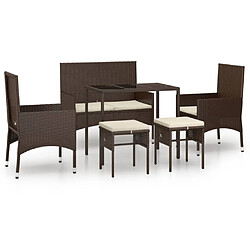 Maison Chic Salon de jardin 6 pcs + coussins - Mobilier/Meubles de jardin - Table et chaises d'extérieur Marron Résine tressée -MN55736