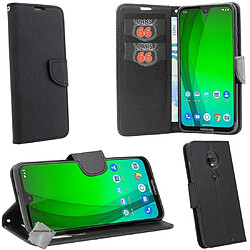 Htdmobiles Housse etui portefeuille pour Motorola Moto G7 + film ecran - NOIR / NOIR