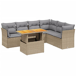 vidaXL Salon de jardin avec coussins 7 pcs beige résine tressée