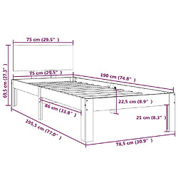 vidaXL Cadre de lit sans matelas 75x190 cm pas cher