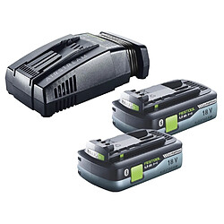 Festool Set Énergie : 2x Batteries BP 18 Li 4,0 Ah HPC-ASI 4,0Ah 18V + Chargeur SCA 16 10,8V-18V (2x 205034) (576953)