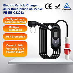 Chargeur Voiture Électronique 22KW Type 2 avec Écran Digital et Courant Ajustable FERRASTAR-Noir avec Sac Cadeau Câble de Charge EV Voiture Électronique