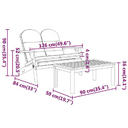 vidaXL Ensemble de salon de jardin Adirondack 3 pcs bois acacia solide pas cher