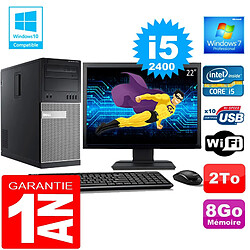 PC Tour DELL 7010 Core I5-2400 Ram 8Go Disque 2 To Wifi W7 Ecran 22" - Occasion