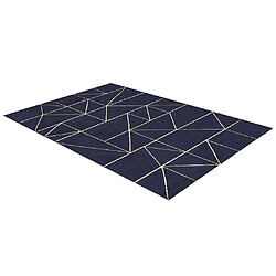 Vente-Unique Tapis à motifs géométriques finition lurex doré - 160 x 230 cm - Bleu marine - IGALO pas cher