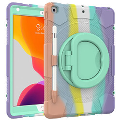 Coque en TPU couleur arc-en-ciel avec béquille rotative à 360° style C pour votre iPad 10.2 (2019)/(2020)/(2021)