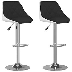 vidaXL Tabourets de bar lot de 2 noir et blanc similicuir