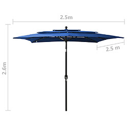 vidaXL Parasol de jardin à 3 niveaux avec mât en aluminium bleu azuré pas cher